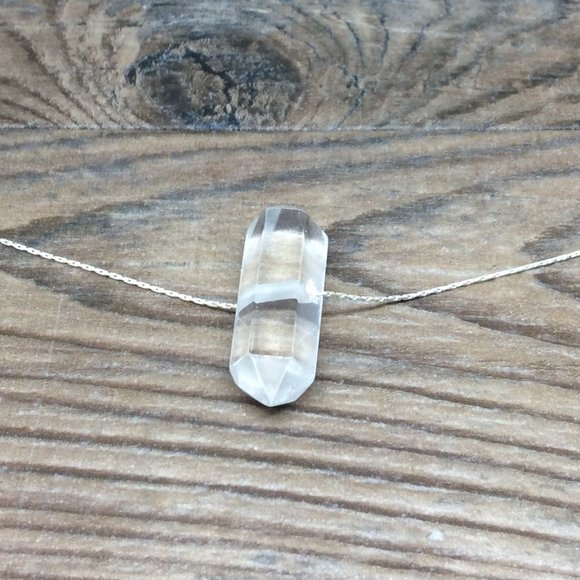 Quartz Point necklace - double terminated, Sterling silver, crystal healing - Picture 5 of 8